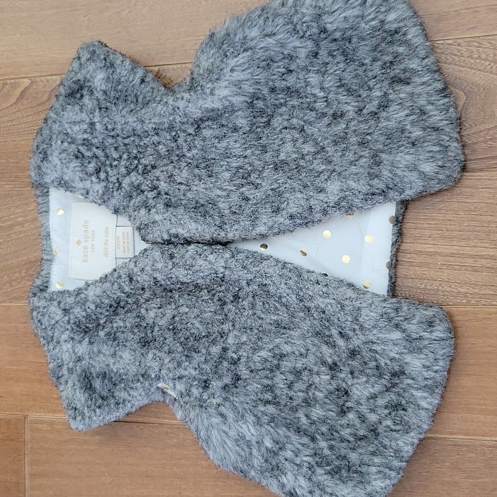 Girls Kate Spade New York furry fuzzy capelet cardigan 6‎ Month